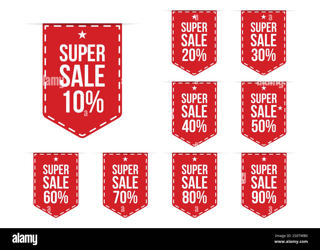 Set of sale tags. bookmark discount stickers pack. vector illustration Stock Vector