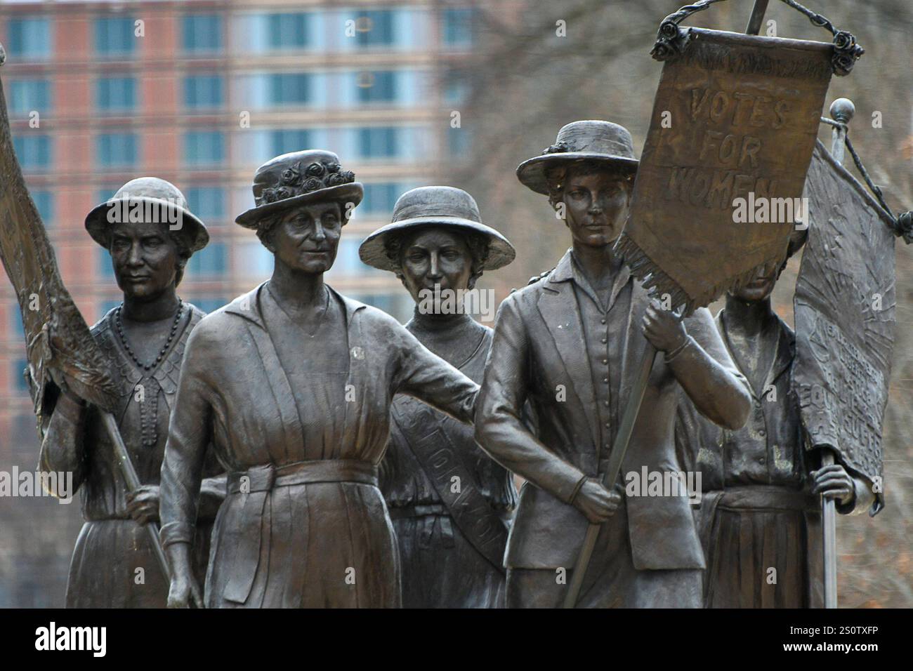 Statues of women suffragists, in the fight and conquest for the right ...