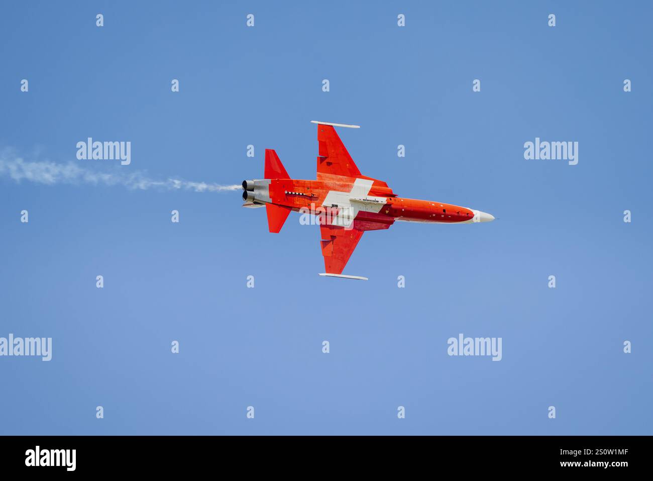 Swiss Air Force - Patrouille Suisse Northrop F-5 Freedom Fighter, airborne at the Royal International Air Tattoo 2024. Stock Photo