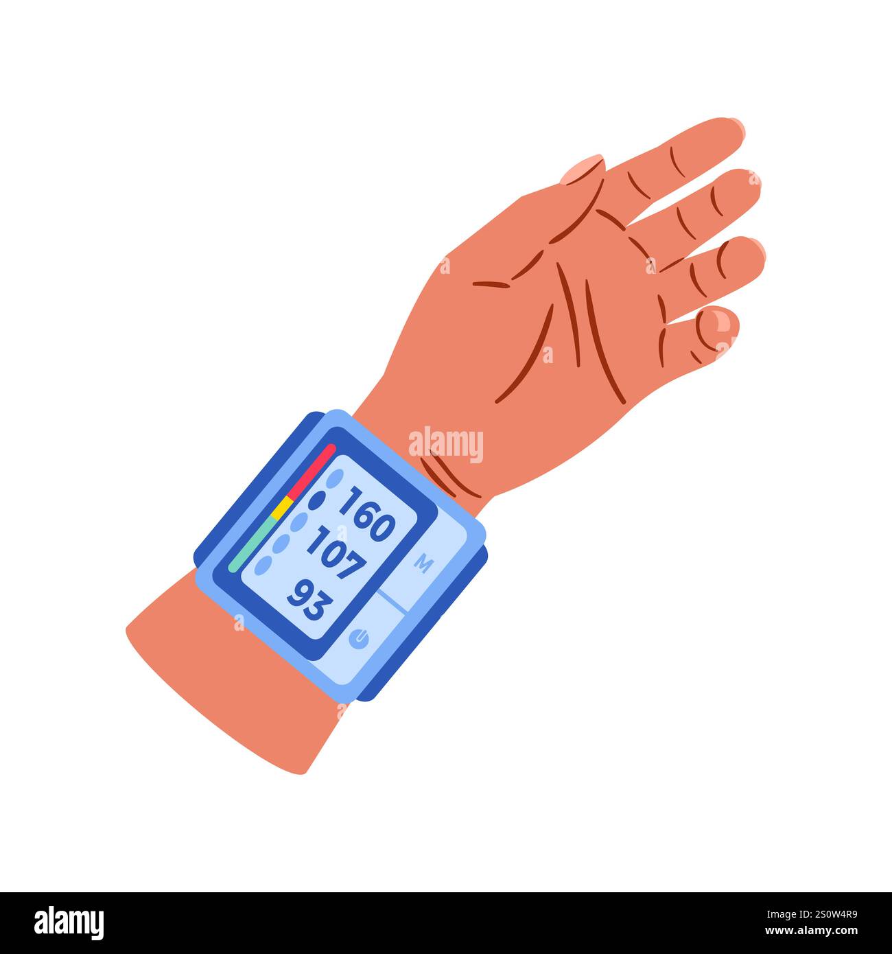 Wrist blood pressure monitor. Sphygmomanometer, a device for measuring ...