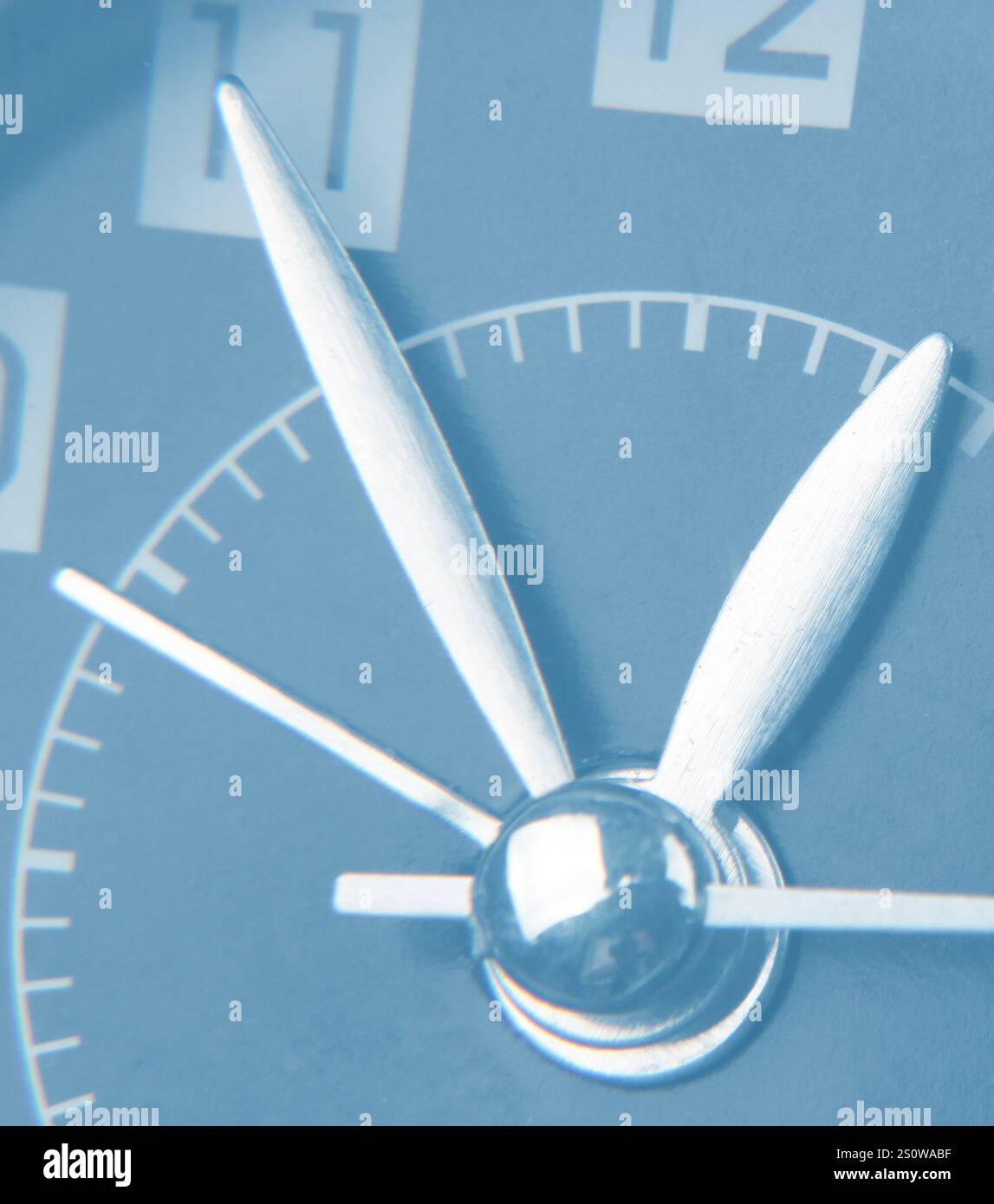 Close-up of hands on clock face Stock Photo