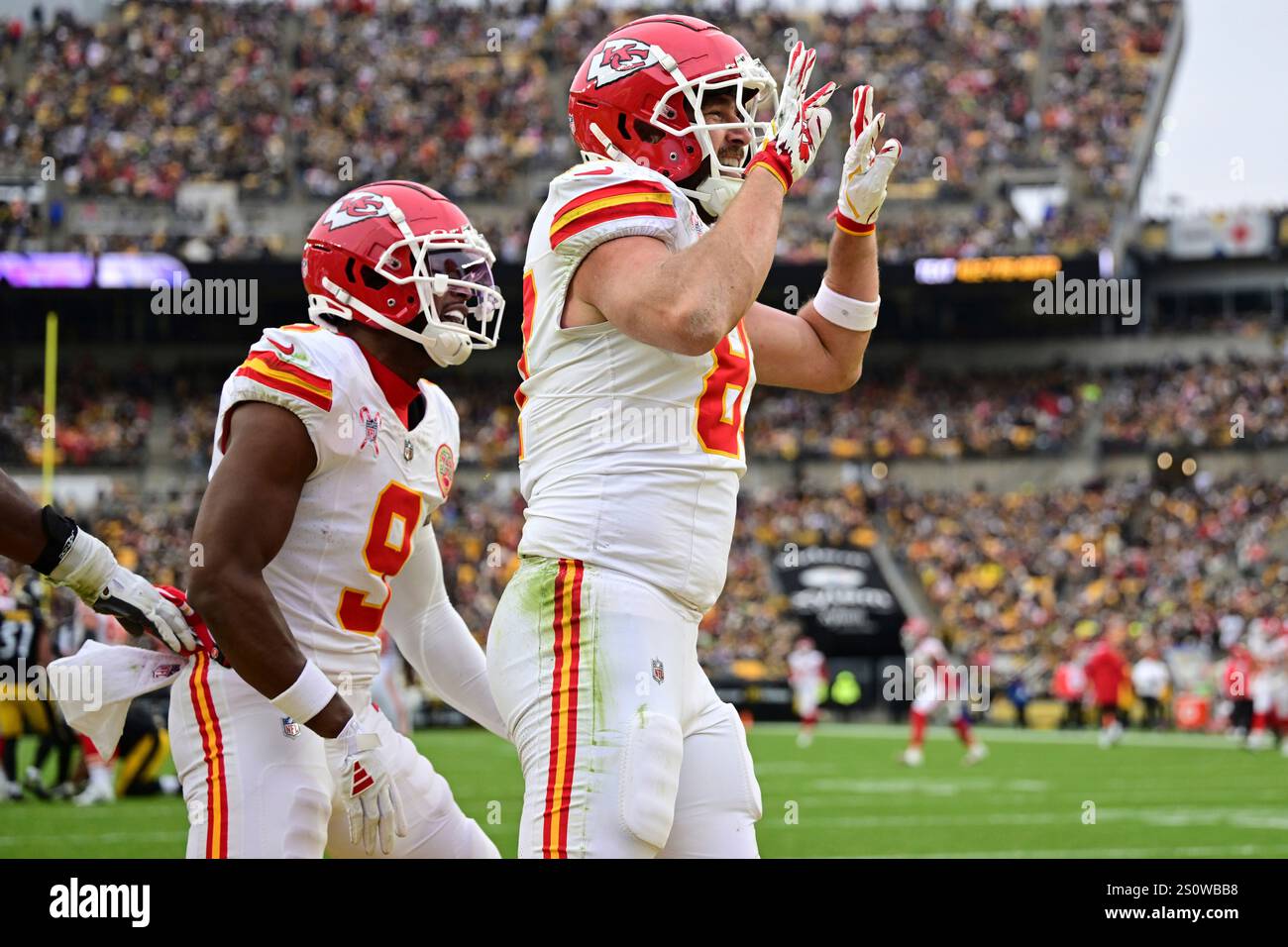 Kansas City Chiefs tight end Travis Kelce celebrates after scoring a