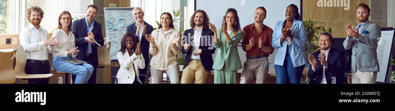 Group of happy diverse business people looking at the camera, smiling ...