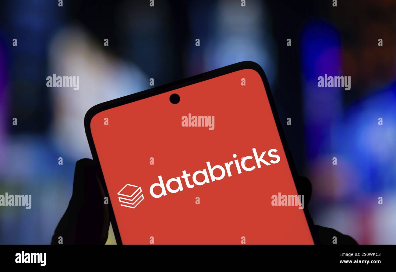 databricks logo is displayed on smartphone. Databricks, Inc. is a ...
