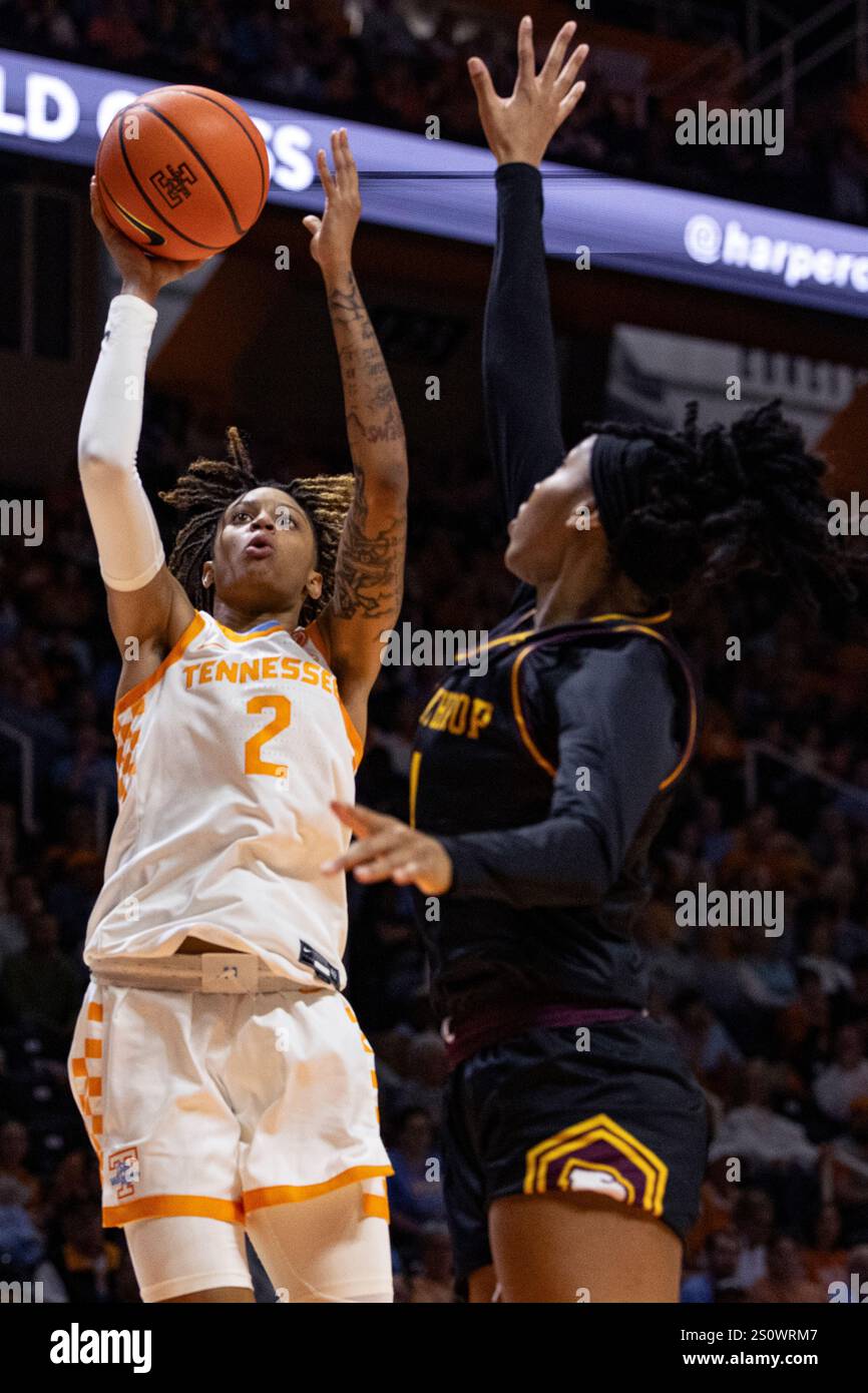 Tennessee guard Ruby Whitehorn (2) shoots over Winthrop forward Marissa ...