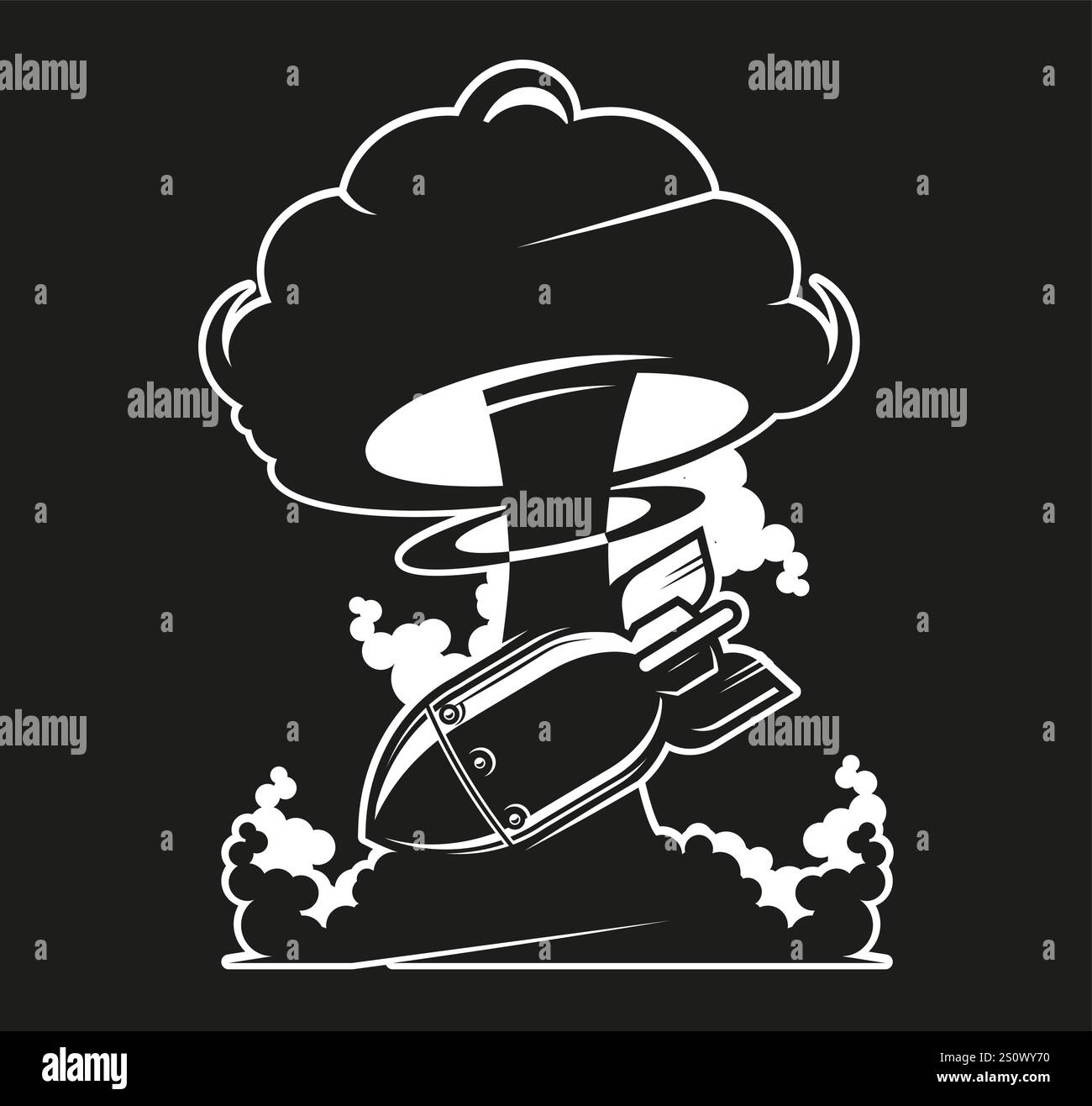 Nuclear bomb explosion vector icon isolated on black background Stock Vector