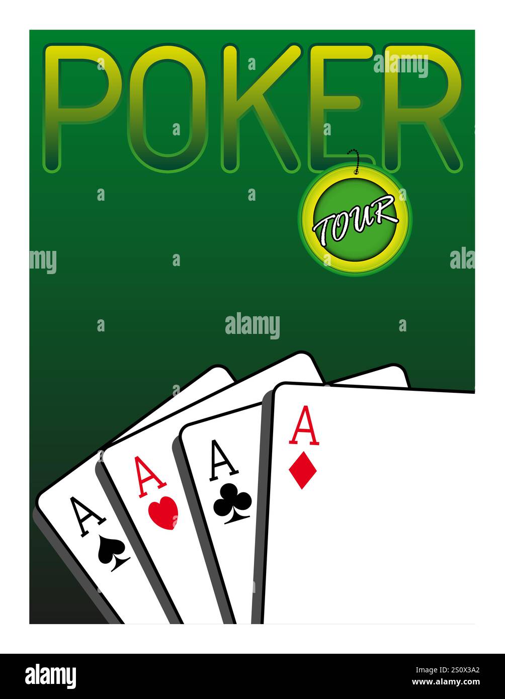 Playing cards on a green carpet Stock Vector