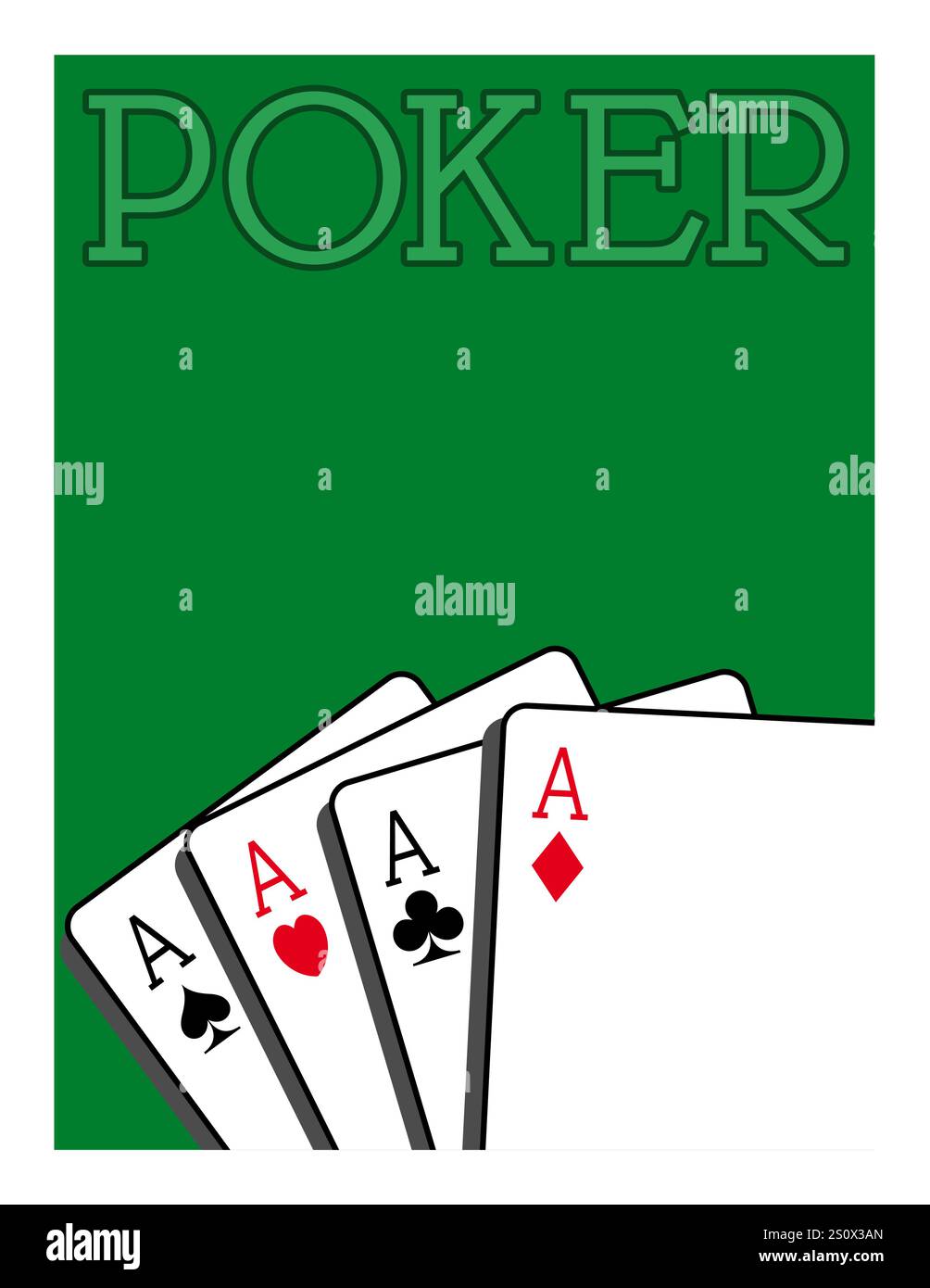 Playing cards on a green carpet Stock Vector