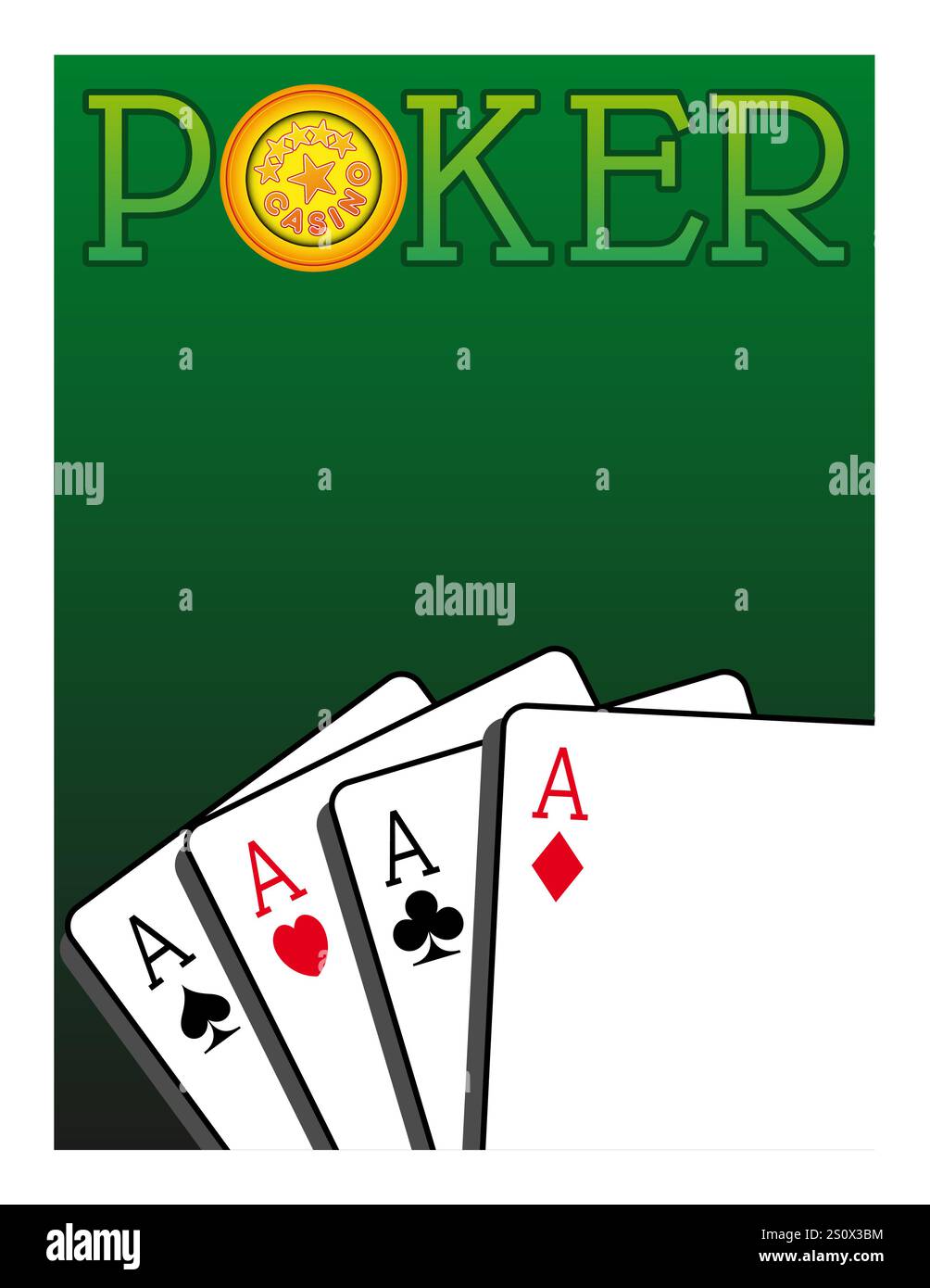 Playing cards on a green carpet Stock Vector