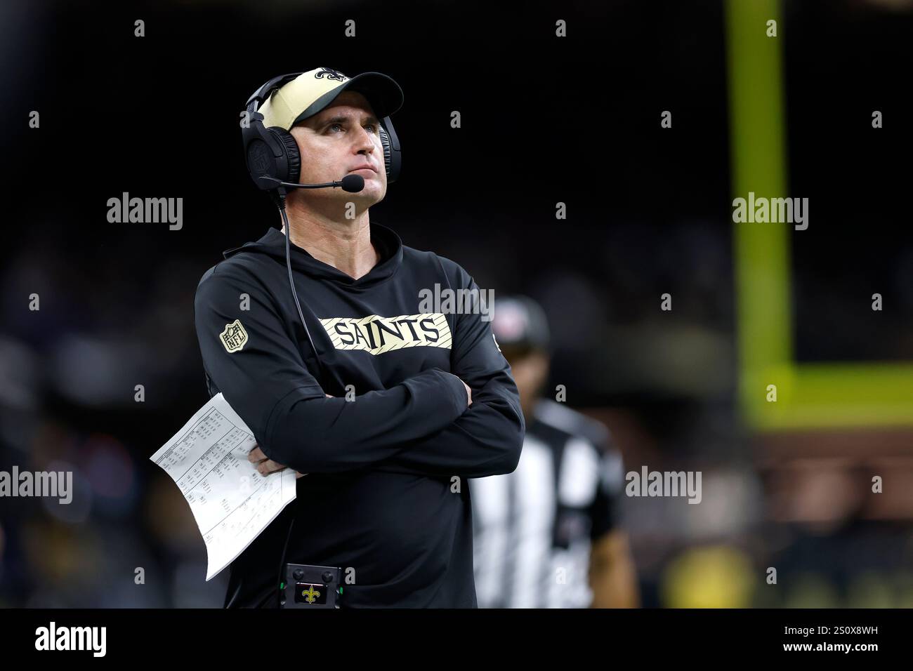 Tyler Rizzi New Orleans Saints interim head coach Darren Rizzi reacts to a play ...