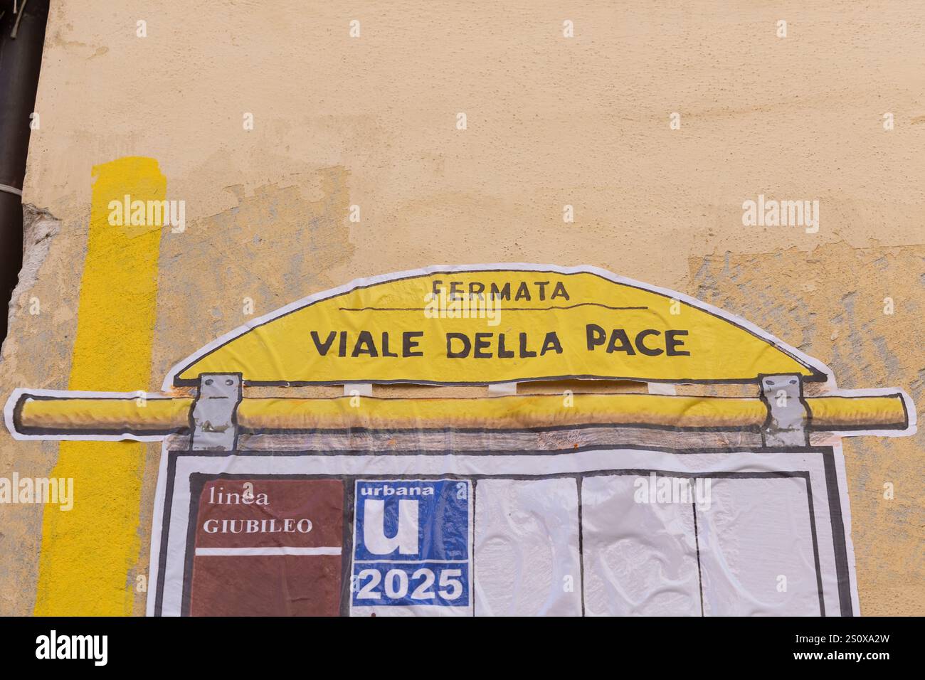 Rome, Italy. 29th Dec, 2024. Detail of the mural by Maupal entitled 'Jubilee of Hope' in Borgo Pio in Rome (Photo by Matteo Nardone/Pacific Press) Credit: Pacific Press Media Production Corp./Alamy Live News Stock Photo