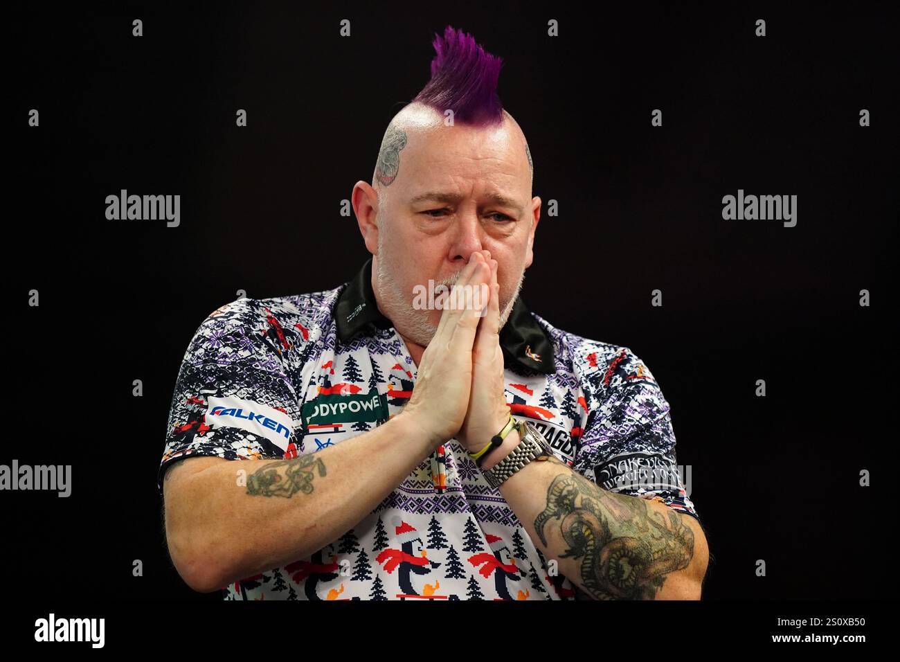 Peter Wright Reacts After Winning His Fourth Round Match Against Luke