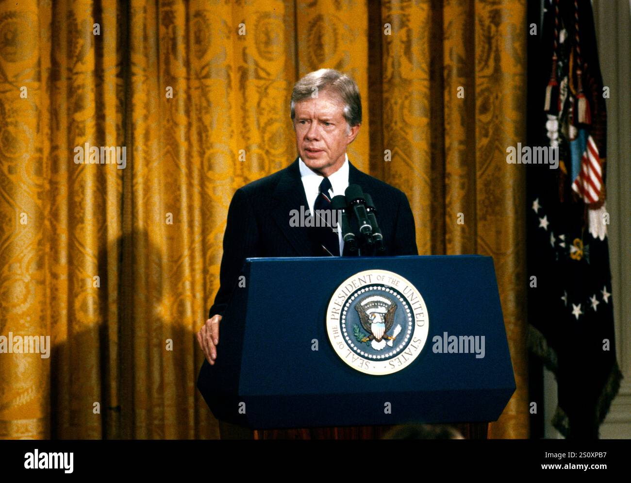 United States President Jimmy Carter conducts his fifty-third
