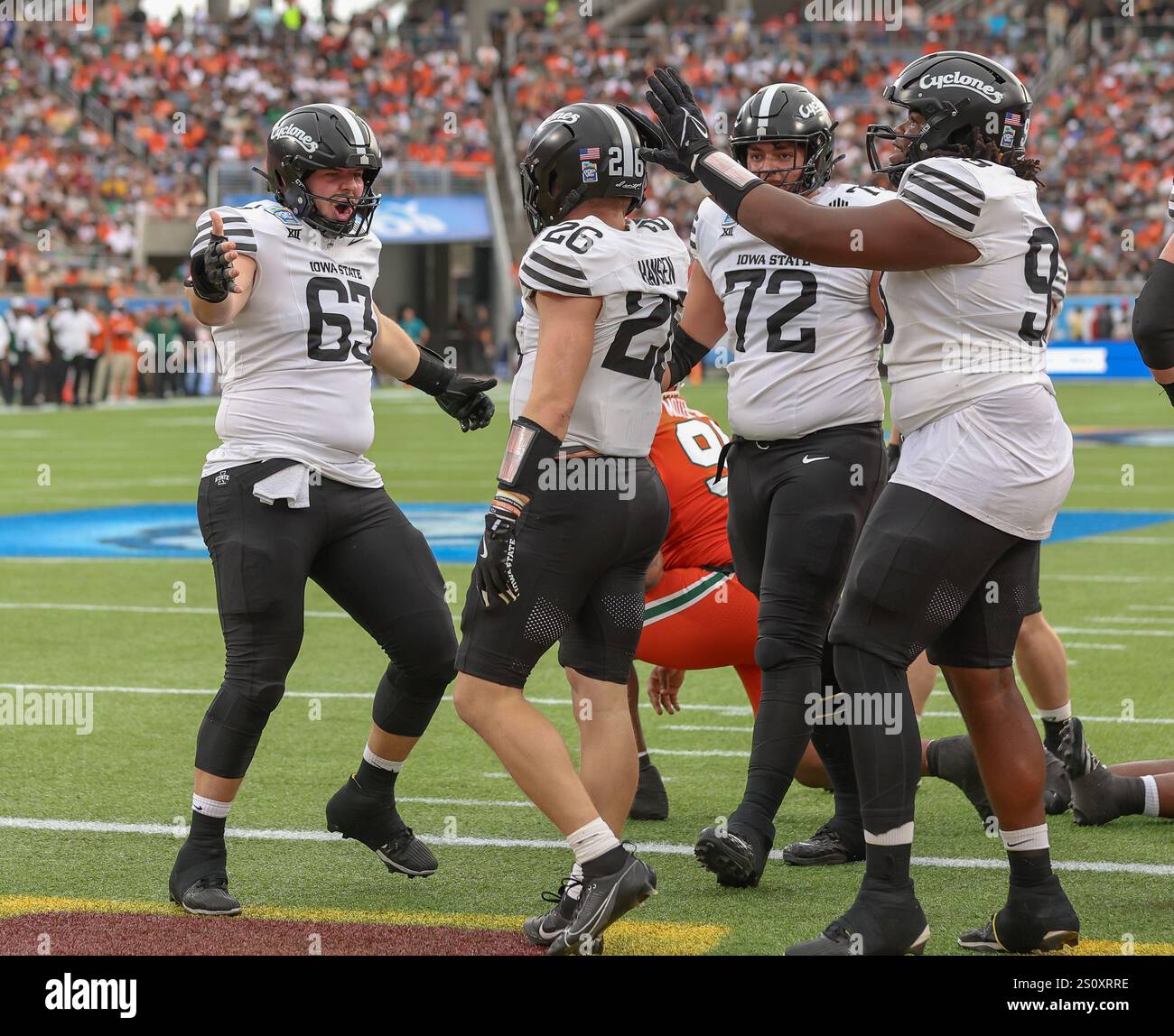 December 28, 2025 Iowa State players celebrate after scoring a