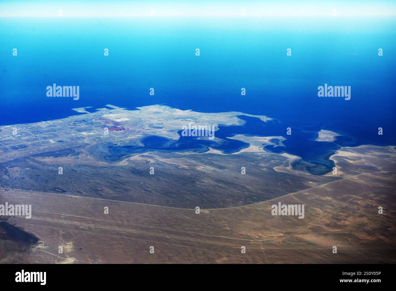 Aerial view of Ras Al Khair and the Jubail Marine Area in Saudi Arabia ...