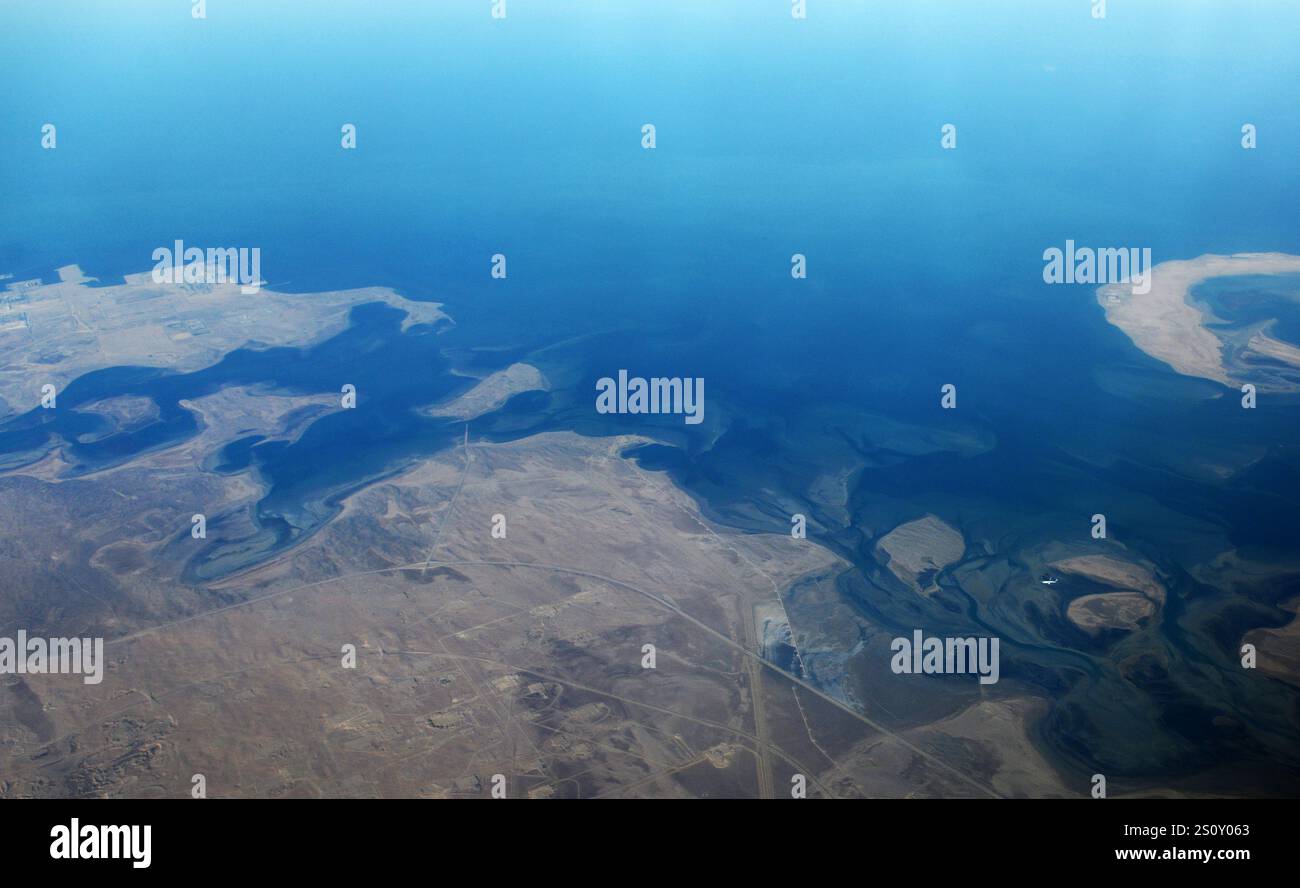 Aerial view of Ras Al Khair and the Jubail Marine Area in Saudi Arabia ...