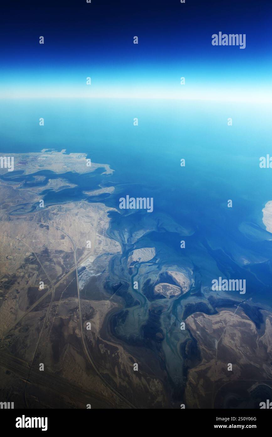 Aerial view of Ras Al Khair and the Jubail Marine Area in Saudi Arabia ...