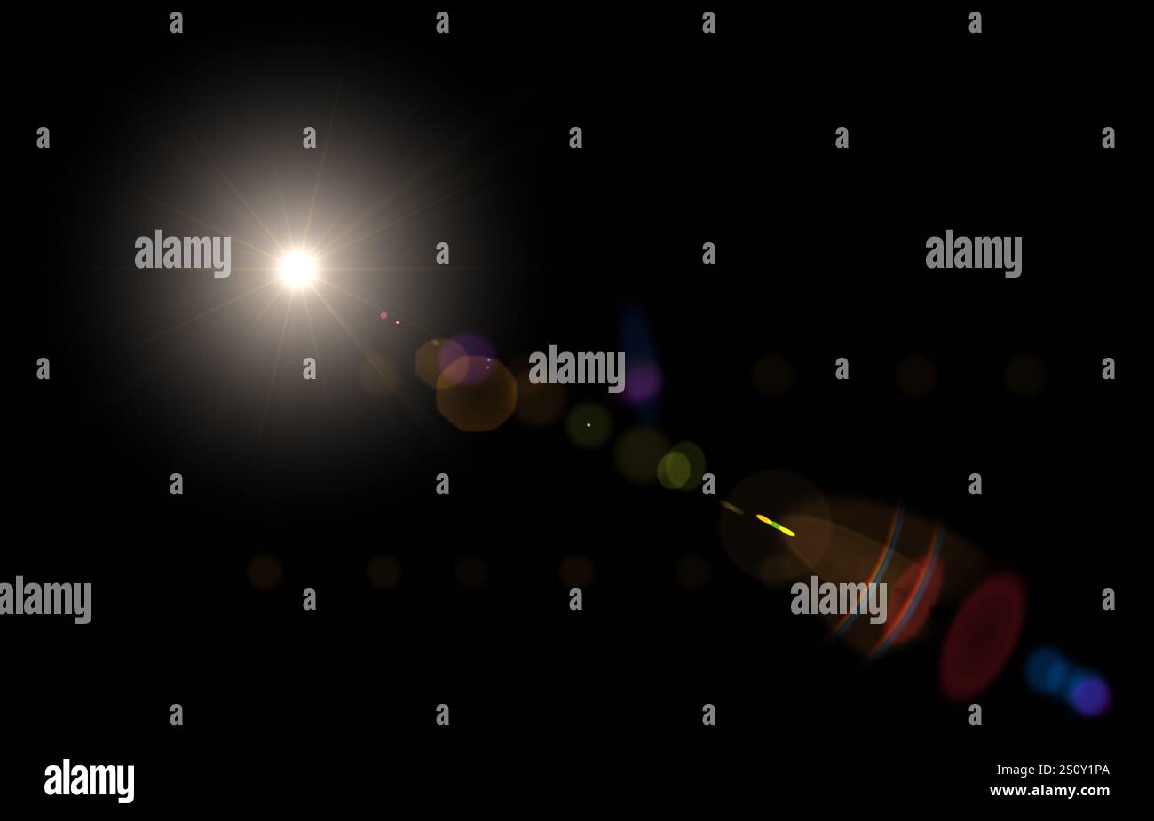 Lens flare glow light effect on black. image of rays light effects ...