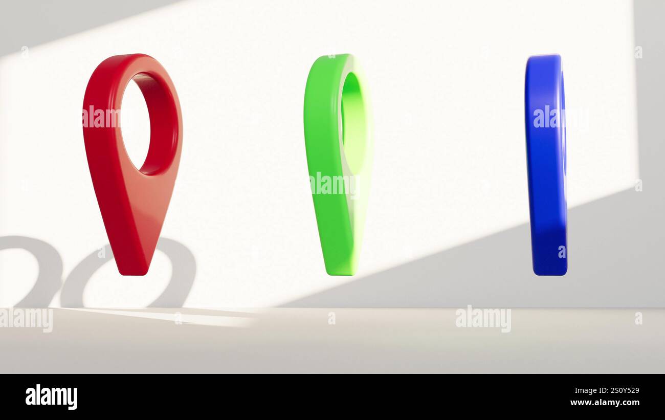 Color geotags in the empty room 3d render Stock Photo