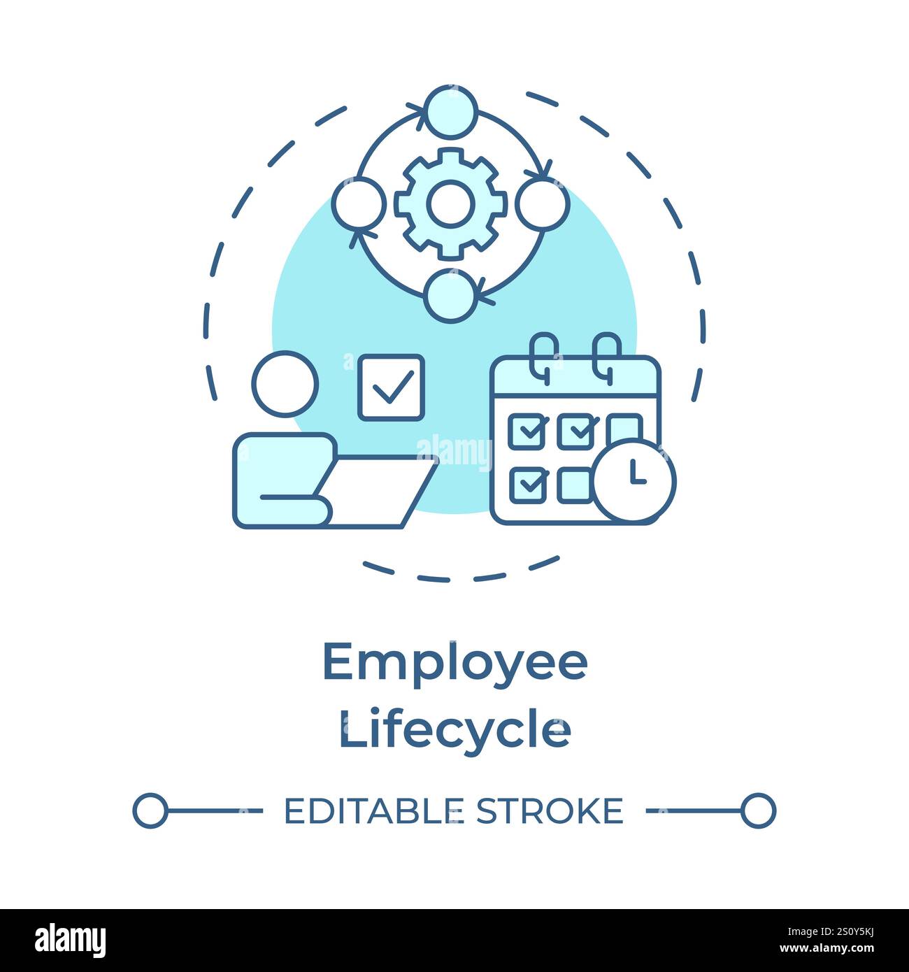 Employee lifecycle soft blue concept icon Stock Vector