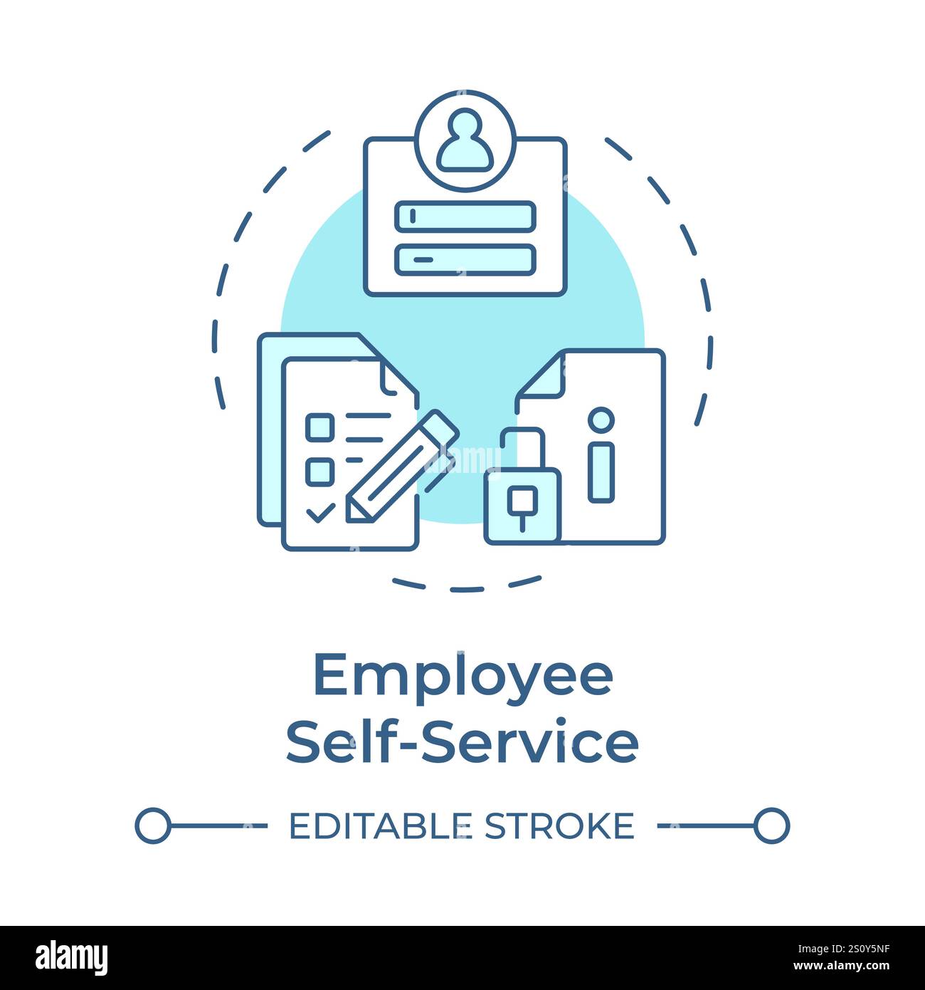 Employee self service soft blue concept icon Stock Vector