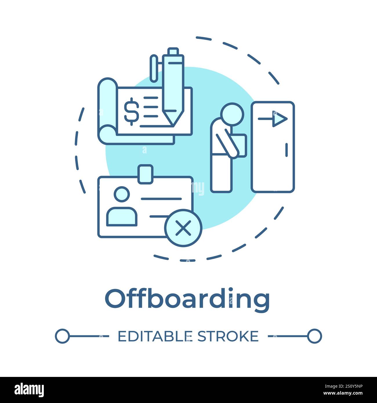Offboarding soft blue concept icon Stock Vector