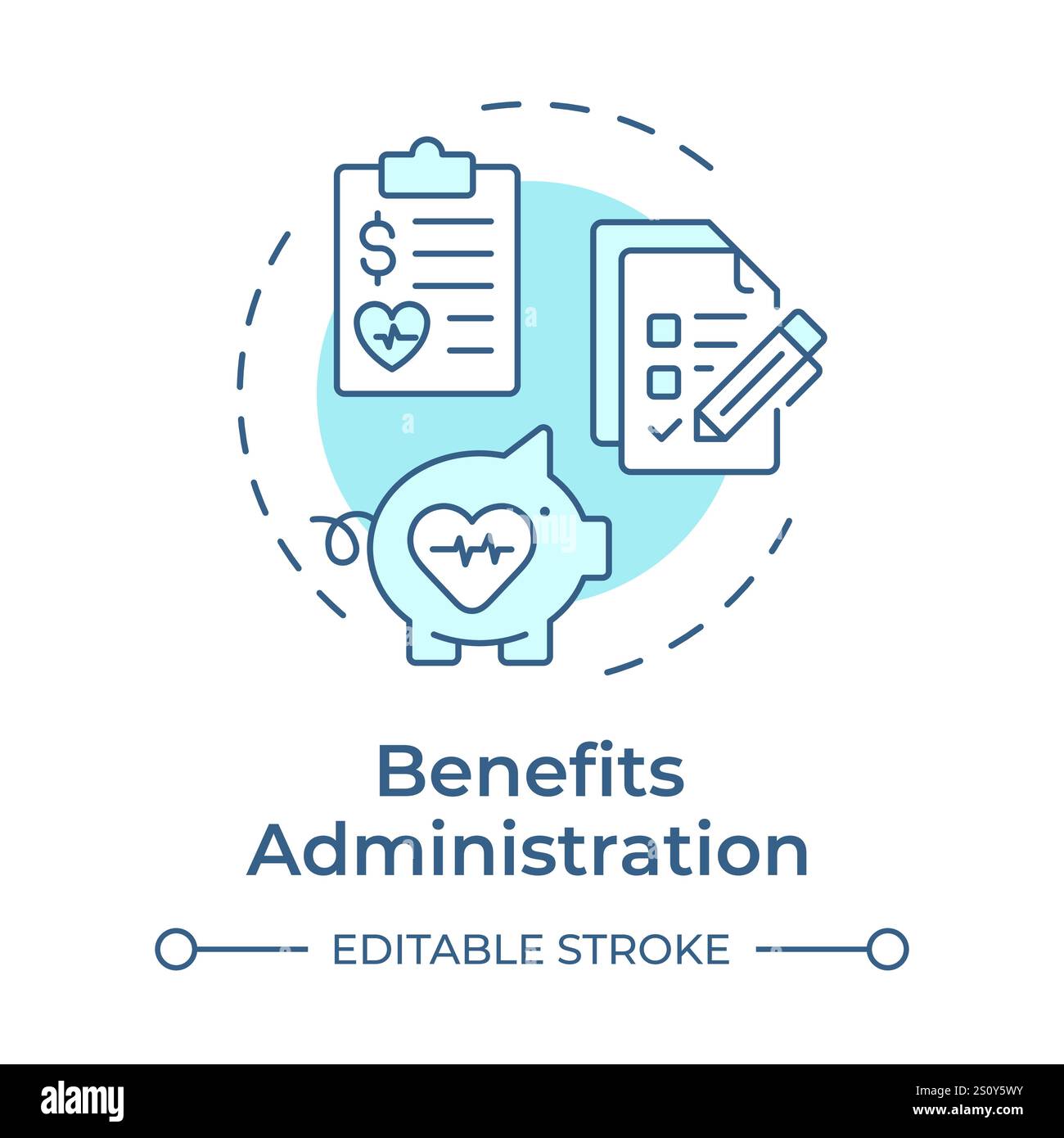 Benefits administration soft blue concept icon Stock Vector
