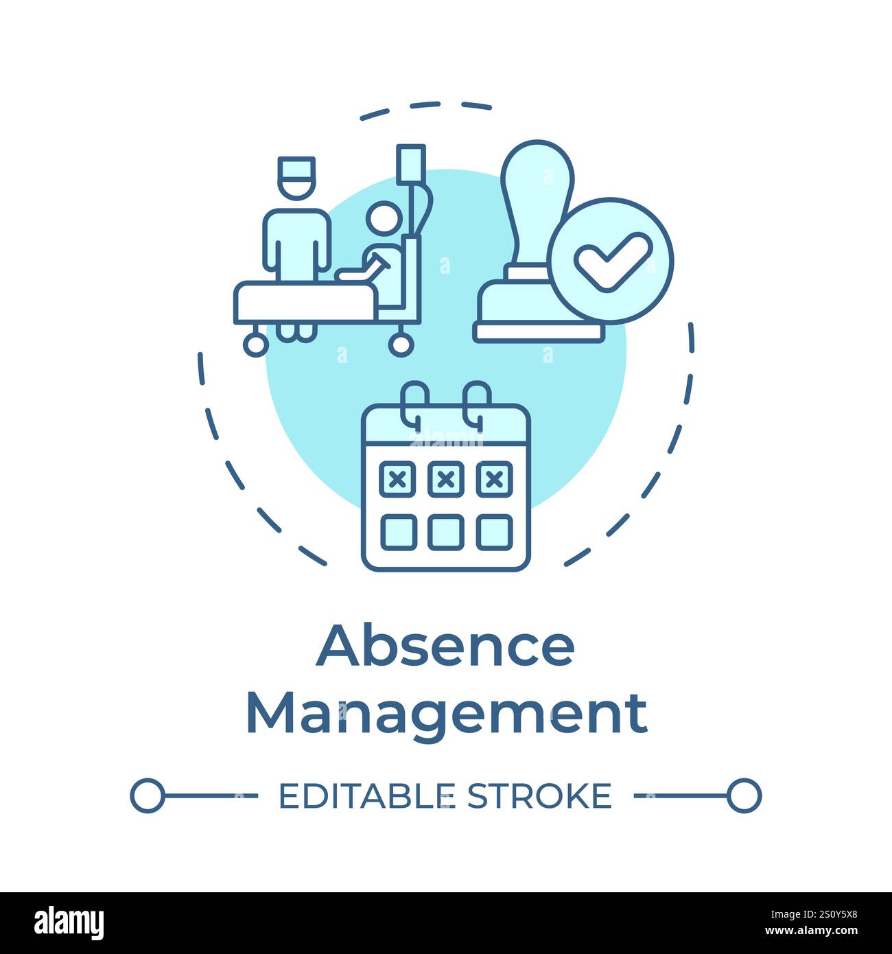 Absence management soft blue concept icon Stock Vector