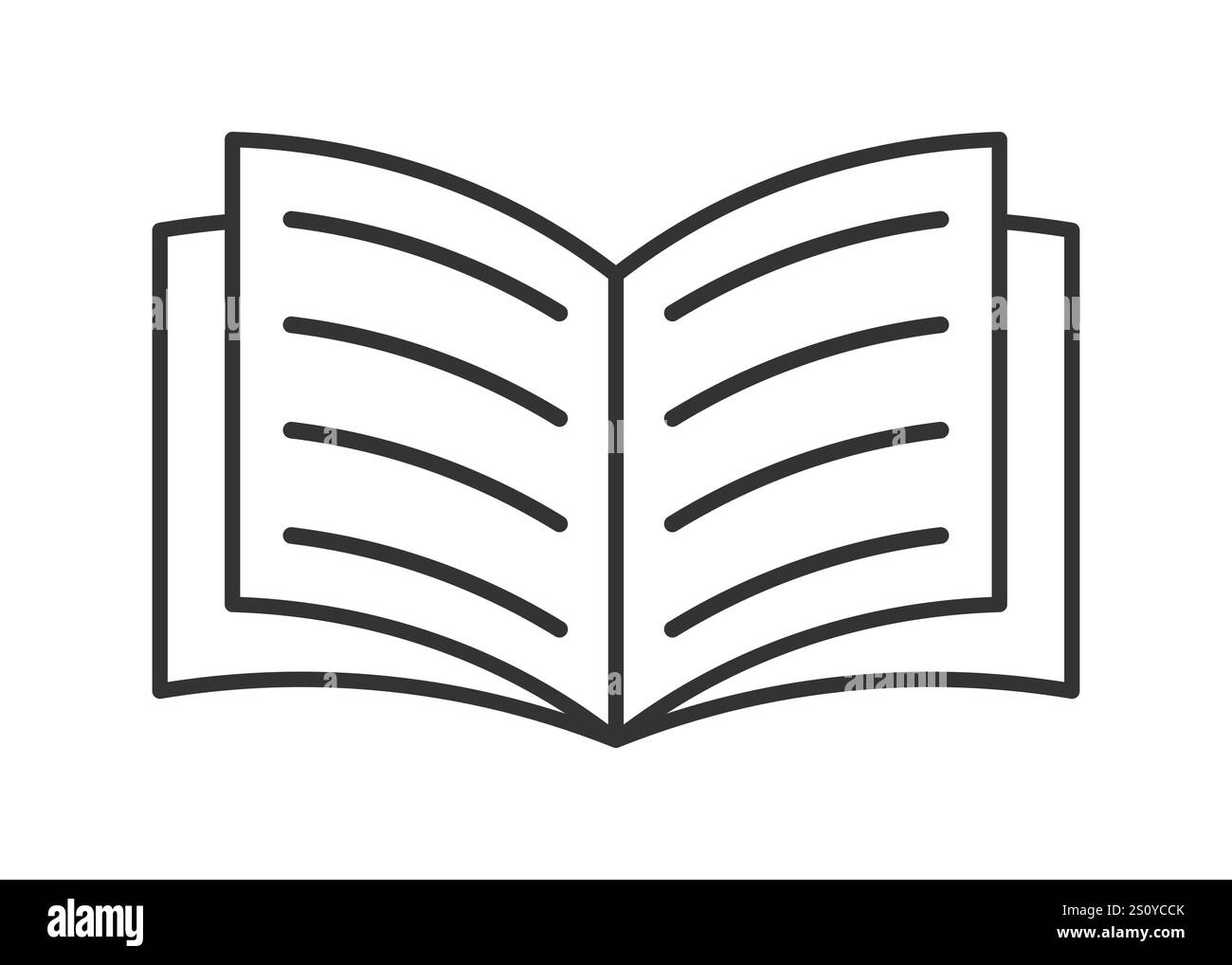 Open book catalog icon symbol shape. Instruction manual reading logo ...