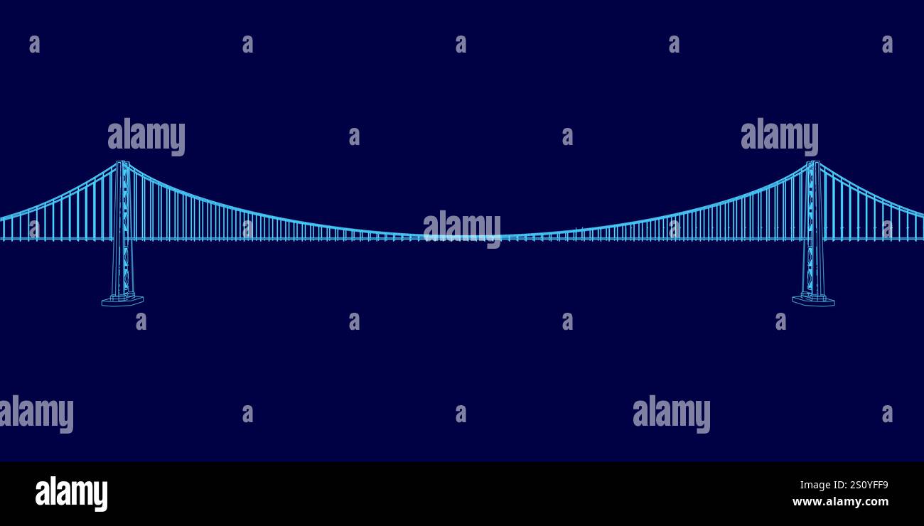 Bridge is shown in blue with a white line running through it. The ...