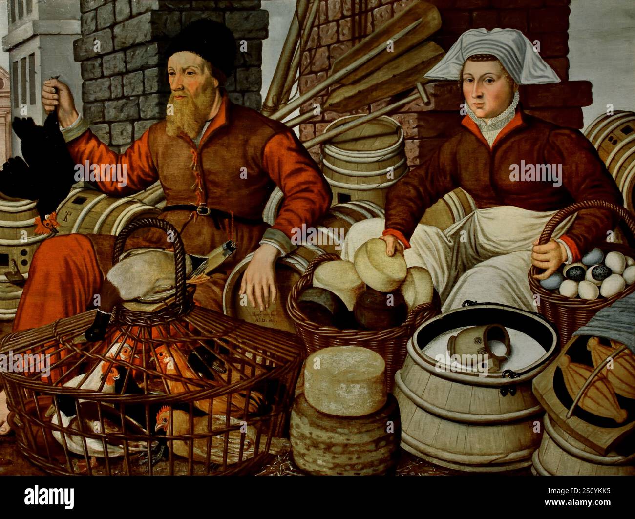 Market Scene 1569 by Jan van Horst active in the Netherlands ca