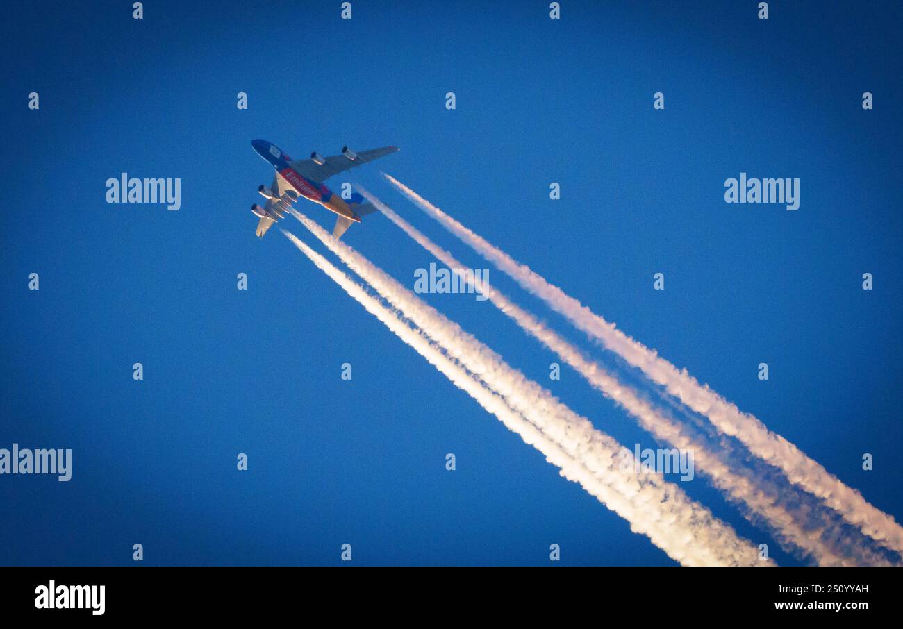 Emirates Airbus A380, A 380 In Flight At The 73. Four Hills Tournament 