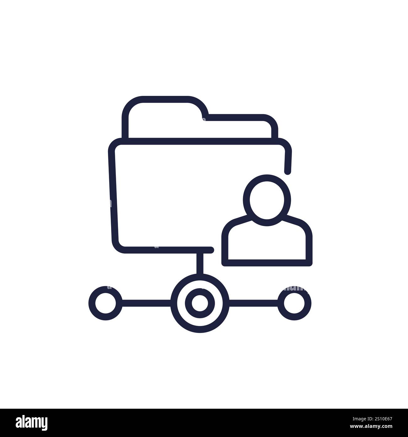 user directory line icon with a folder Stock Vector