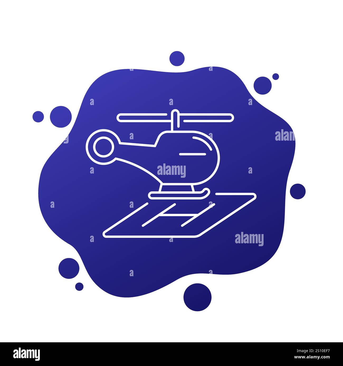helipad and helicopter line icon Stock Vector