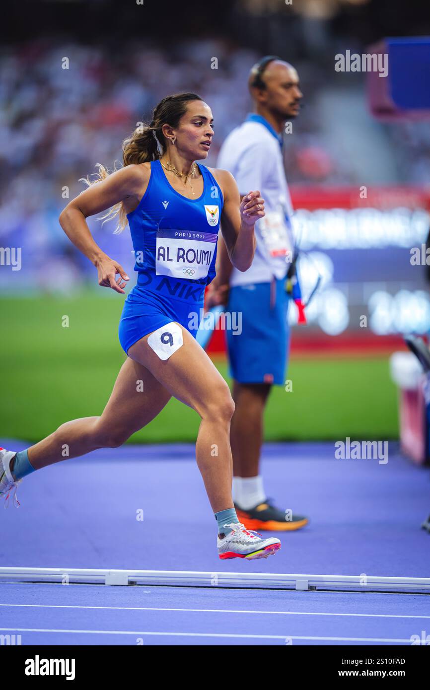 Amal al-Roumi participating in the 800 meters at the Paris 2024 Olympic ...