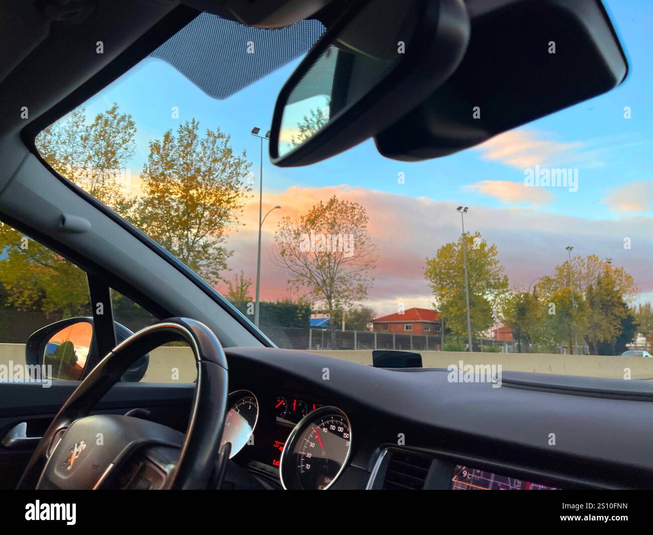 Driving along the city. - Smartphone Captured Stock Image