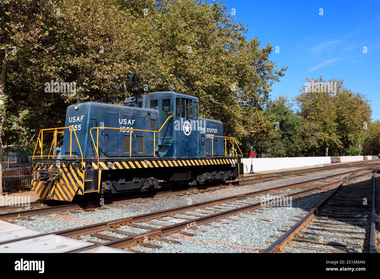 Ex USAF 1655 utility diesel shunter of the California State Railroad Museum, Sacramento, California, USA Stock Photo