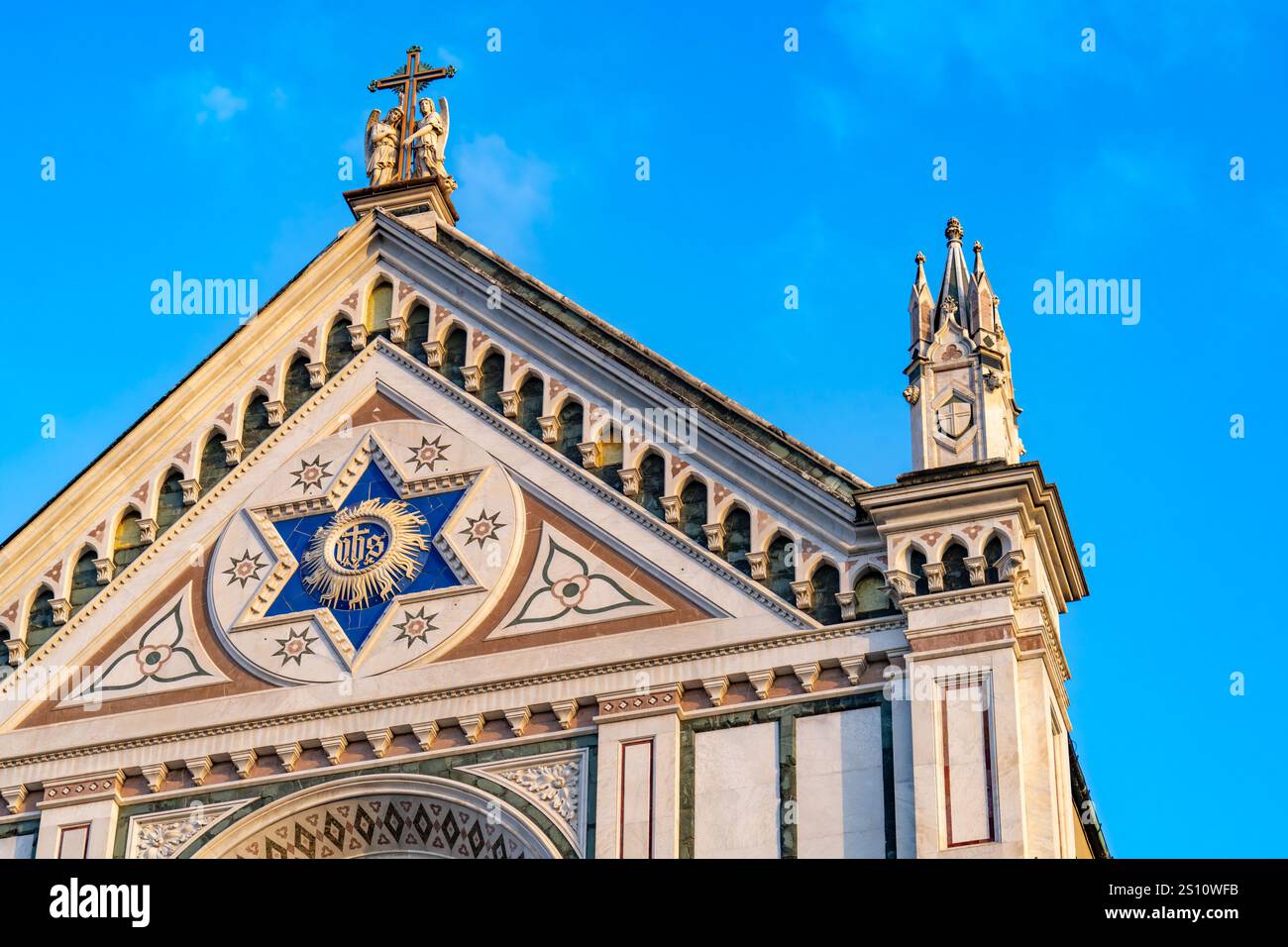 The facade of the Basilica of Santa Croce or Basilica of the Holy Cross ...