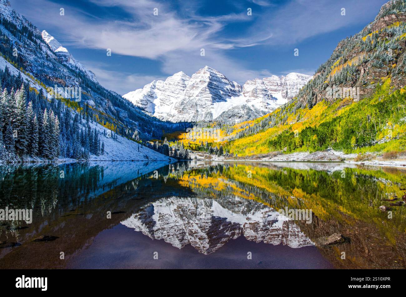 Mountain lake reflection peaks hi-res stock photography and images - Alamy