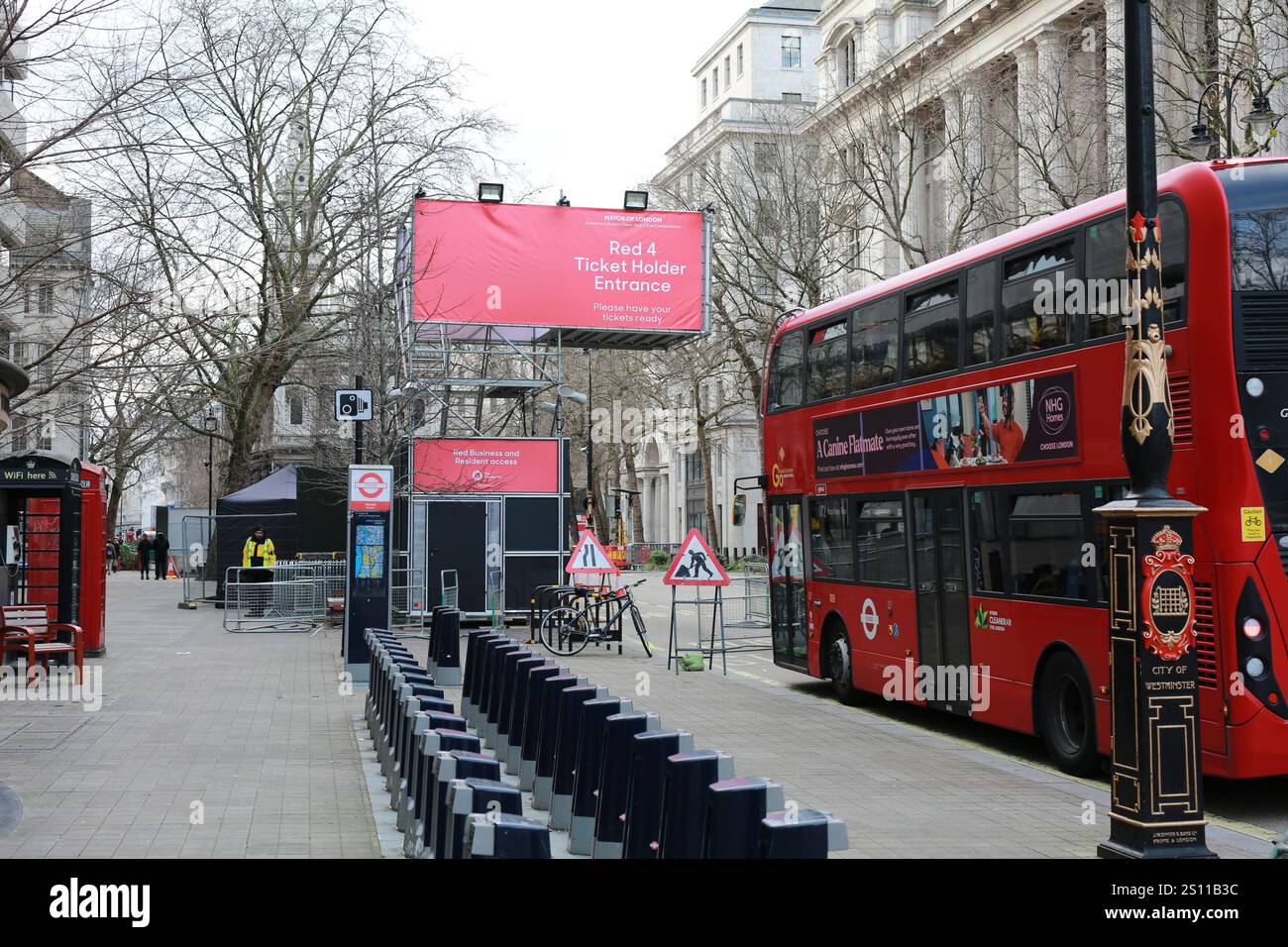 London, UK. 30 December 2024. A sign saying "Ticket Holder Entrance" on