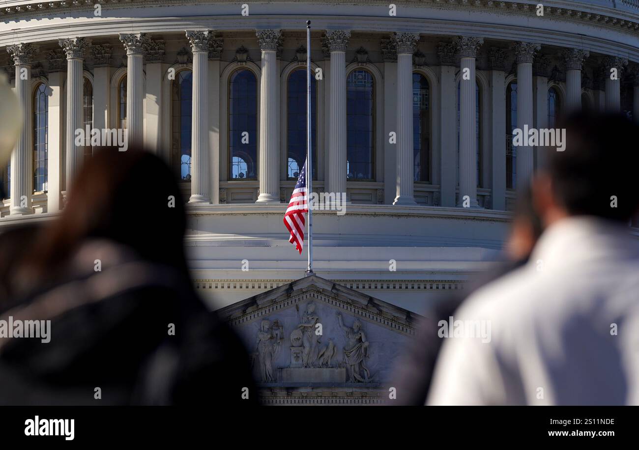 Washington United States 30th Dec 2024 Flags At The Us Capitol Are
