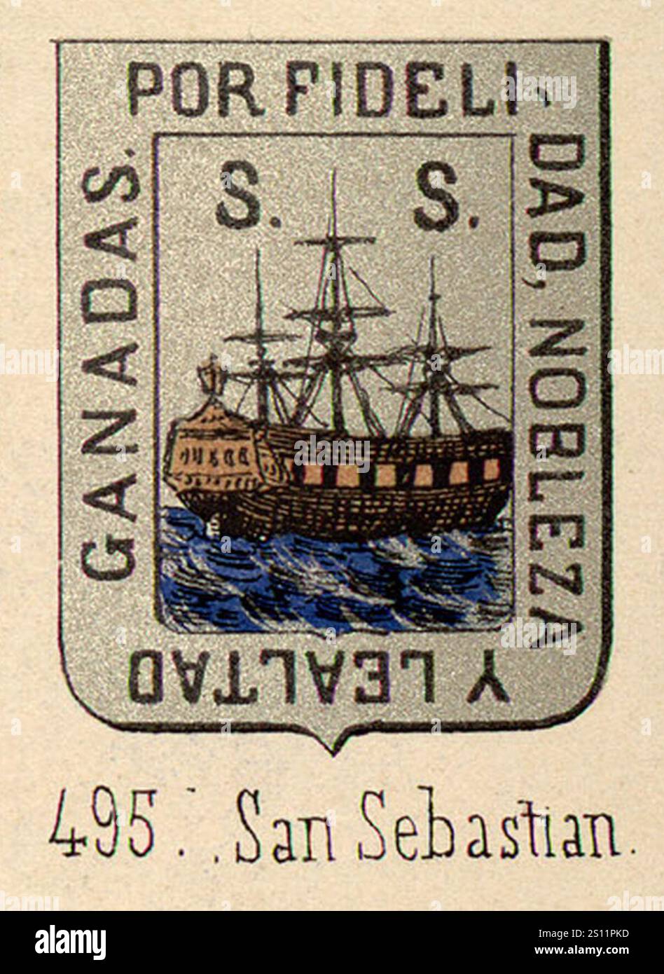 Escudo de San Sebastian (Piferrer, 1860 Stock Photo - Alamy