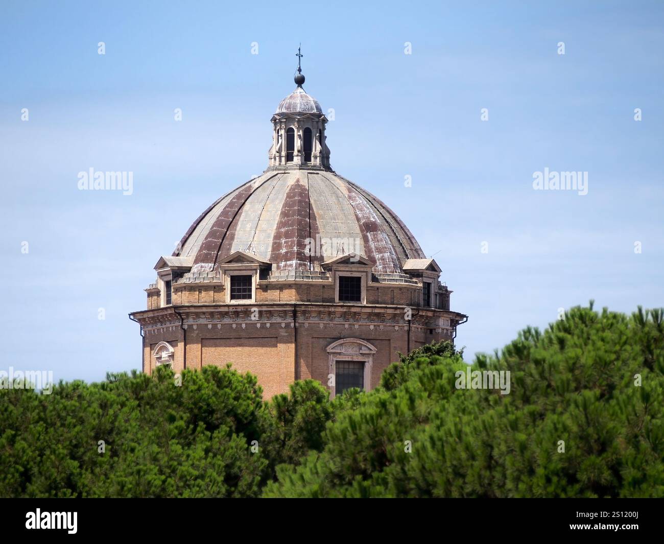 ROME, ITALY - AUGUST 02, 2015: Exterior view of the dome of Chiesa del ...
