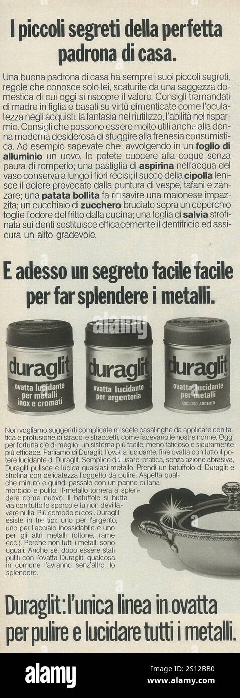 1981 Italian Diraglirt polish wadding cookware ad Stock Photo