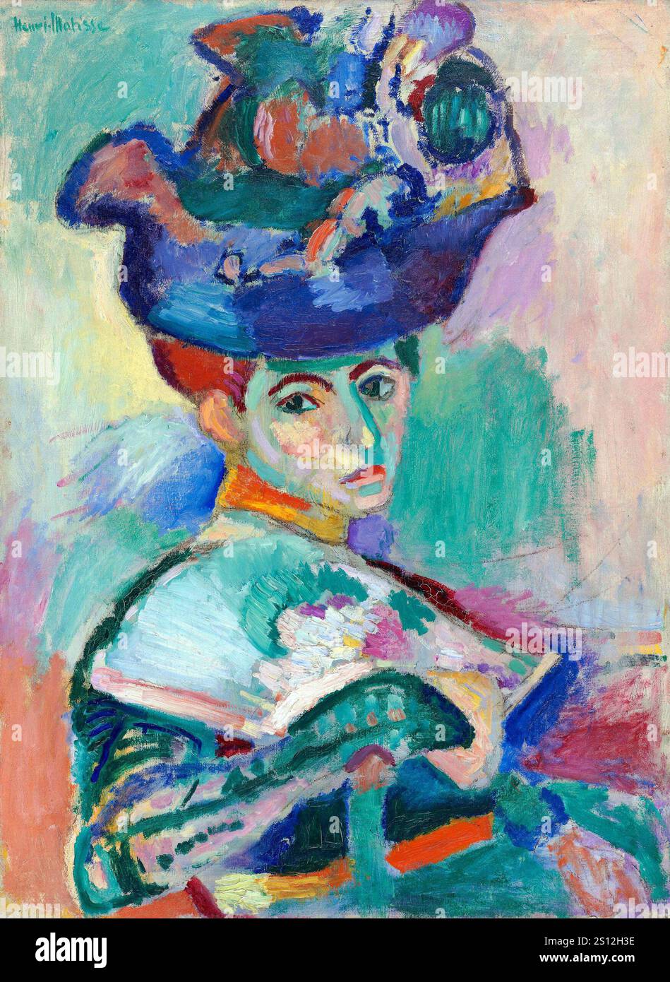 Painting by Henri Matisse, Woman with a Hat, 1905 Stock Photo