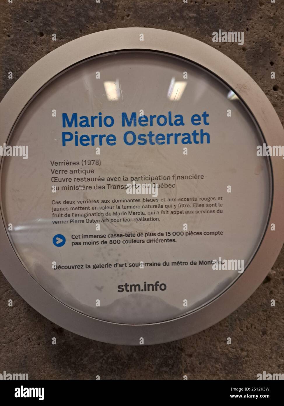 Artists' sign for Glassmaker stained glass mural at Charlevoix Metro ...
