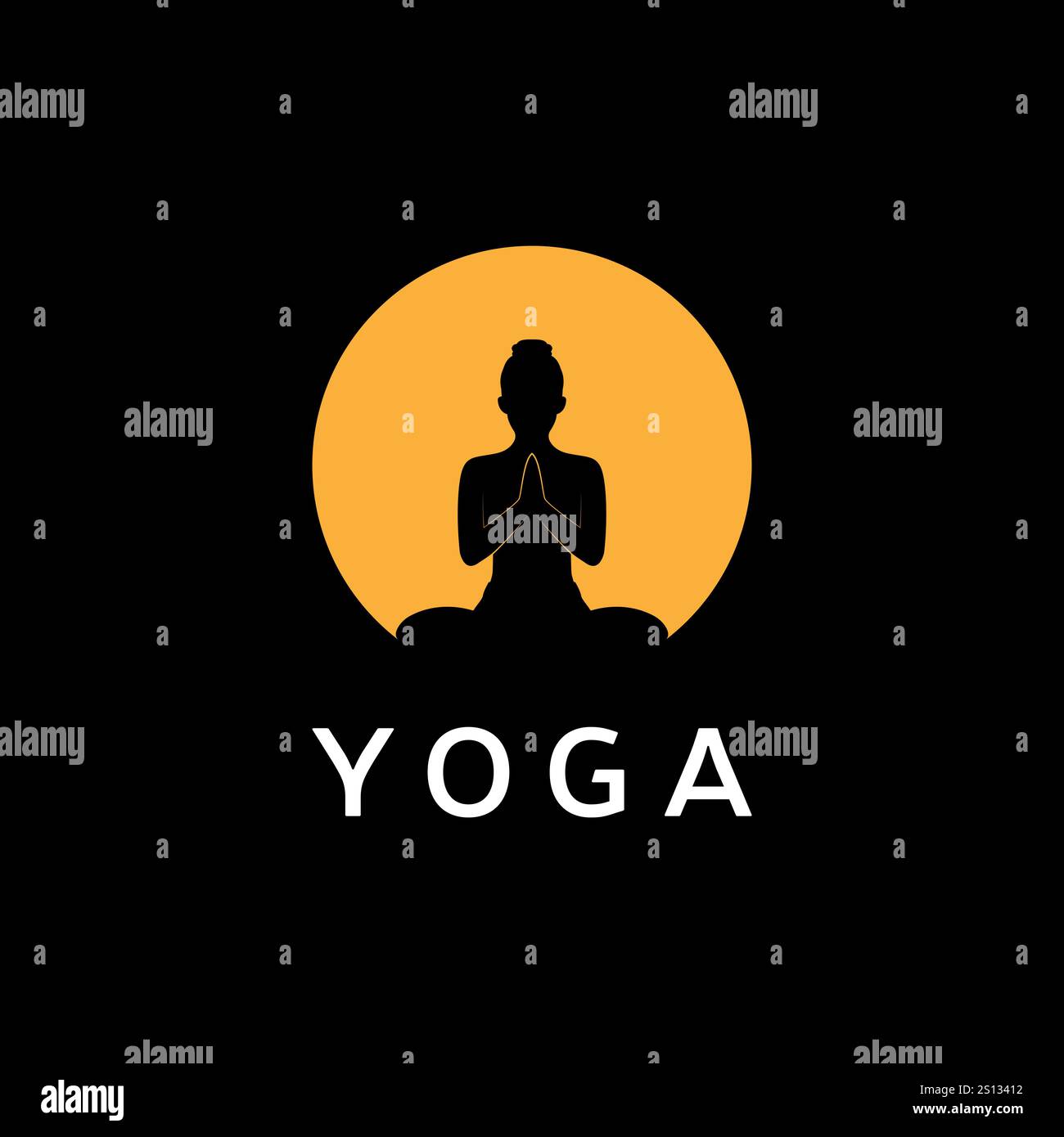 Yoga Sunset Icon Logo Design template Stock Vector