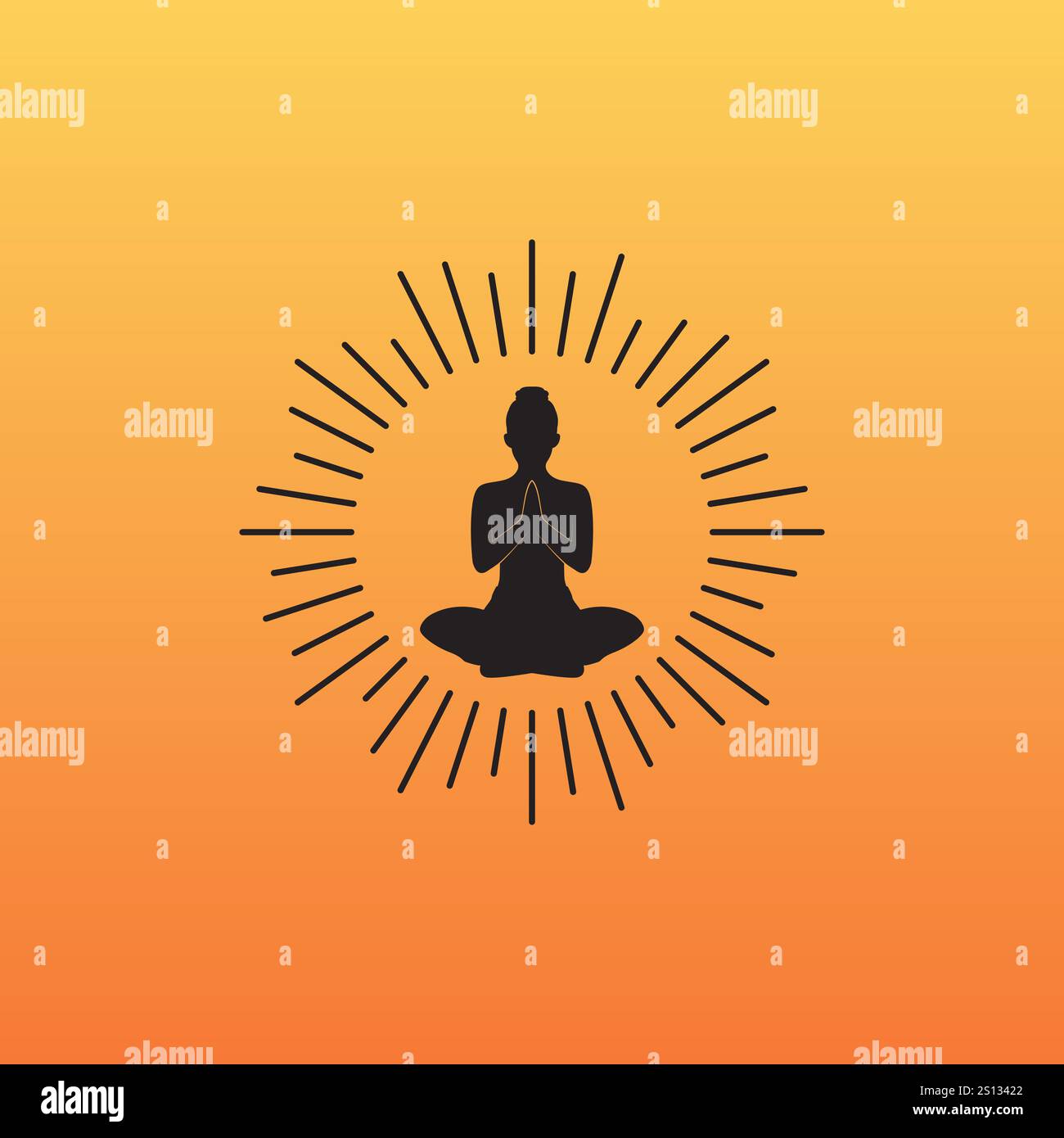 Yoga Sunset Icon Logo Design template Stock Vector