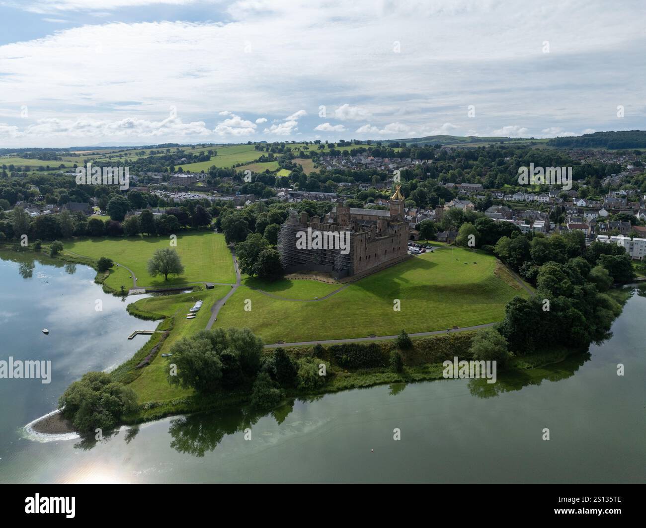 Aerial View Of Linlithgow Abbey And The Ruins Of Linlithgow Palace Aerial View Of Linlithgow Abbey And The Ruins Of Linlithgow Palace
