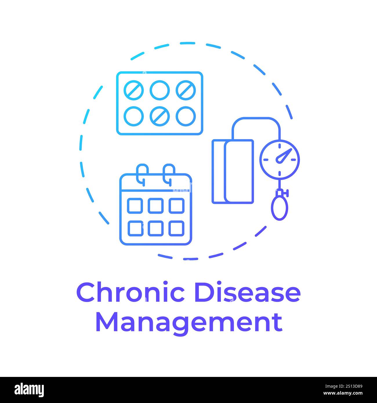 Chronic disease management blue gradient concept icon Stock Vector